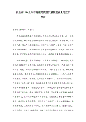 在企业2024上半年党建高质量发展推进会上的汇报发言.docx