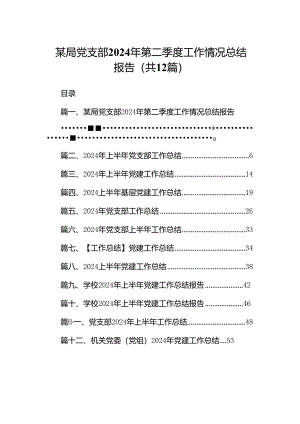 某局党支部2024年第二季度工作情况总结报告12篇（精选）.docx