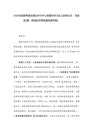 2024在县委常委会理论学习中心组集体学习会上的研讨交流发言2篇.docx
