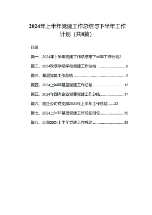 2024年上半年党建工作总结与下半年工作计划（共8篇）.docx