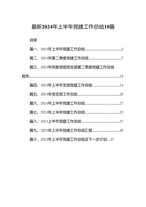 最新2024年上半年党建工作总结10篇.docx