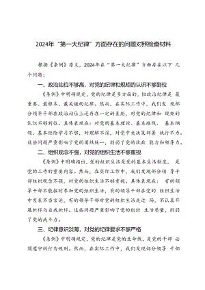 3篇 2024年“第一大纪律”方面存在的问题对照检查材料.docx
