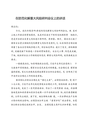 在防范化解重大风险研判会议上的讲话.docx