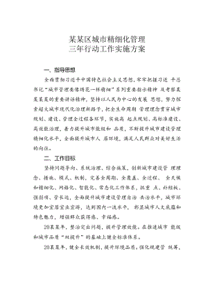 某某区城市精细化管理三年行动工作实施方案.docx