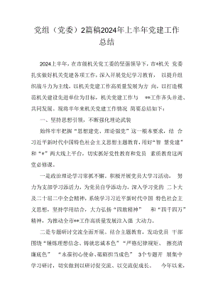 党组(党委)2篇稿2024年上半年党建工作总结.docx