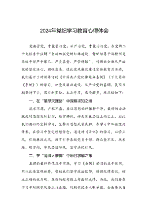 2024年党纪学习教育六项纪律心得体会交流发言二十四篇.docx