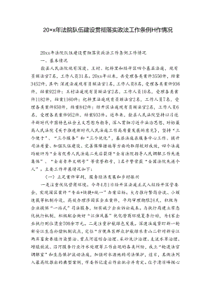 20xx年法院队伍建设贯彻落实政法工作条例工作情况.docx