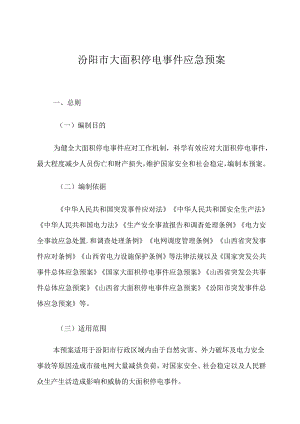 汾阳市大面积停电事件应急预案.docx
