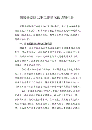 某某县爱国卫生工作情况的调研报告.docx