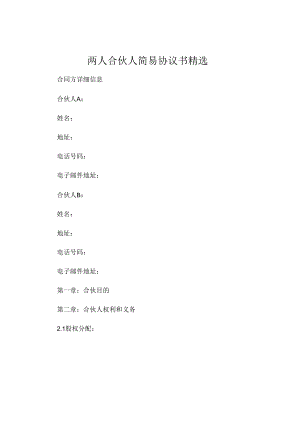 两人合伙人简易协议书精选 (6).docx
