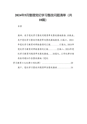 （10篇）2024年6月整理党纪学习整改问题清单范文.docx