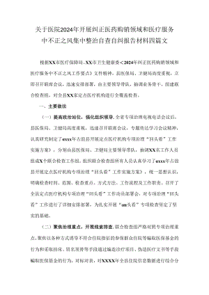关于医院2024年开展纠正医药购销领域和医疗服务中不正之风集中整治自查自纠报告材料四篇文.docx