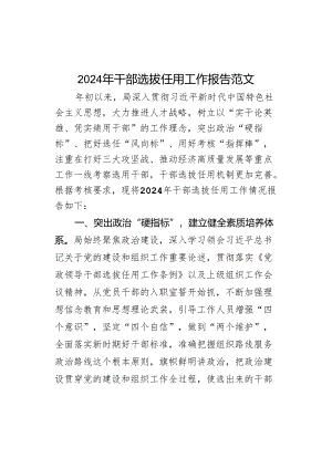 2024年干部选拔任用工作报告选人用人总结汇报.docx