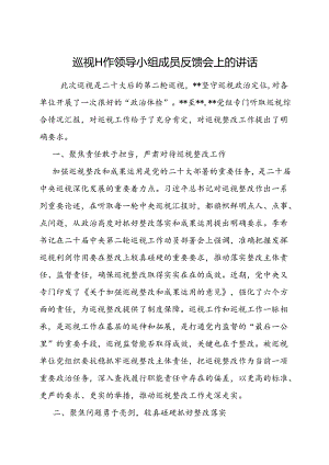 在巡视工作领导小组成员反馈会上的讲话.docx