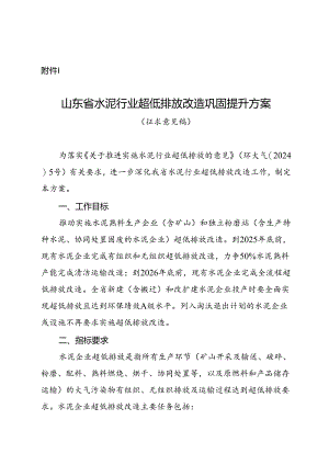 山东省水泥行业超低排放改造巩固提升方案（征求意见稿）.docx