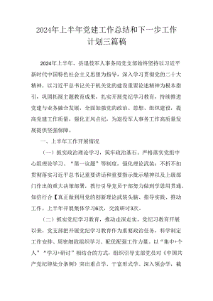 2024年上半年党建工作总结和下一步工作计划三篇稿.docx