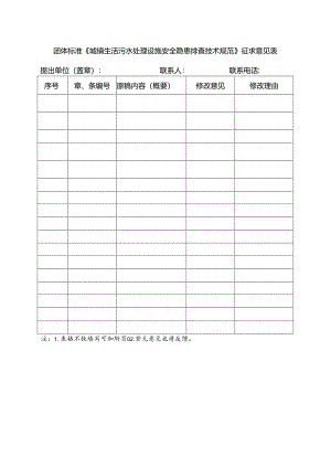 3.团体标准《城镇生活污水处理设施安全隐患排查技术规范》征求意见表.docx
