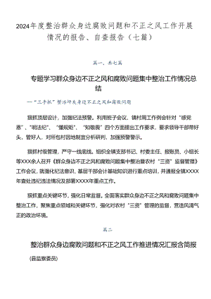 2024年度整治群众身边腐败问题和不正之风工作开展情况的报告、自查报告（七篇）.docx