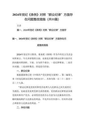 2024年党纪《条例》对照“群众纪律”方面存在问题整改措施（共11篇）.docx