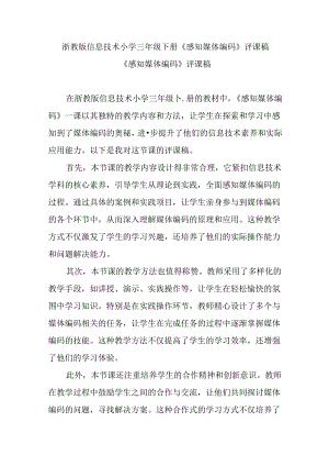 浙教版信息技术小学三年级下册《感知媒体编码》评课稿.docx
