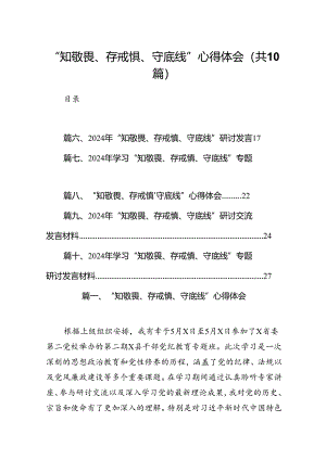 “知敬畏、存戒惧、守底线”心得体会10篇（精选版）.docx