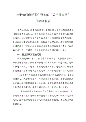 关于如何做好案件查处的“后半篇文章”的调研报告.docx