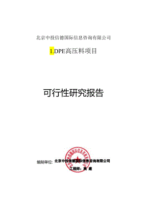 LDPE高压料项目可行性研究报告编写格式说明(模板套用型文档).docx