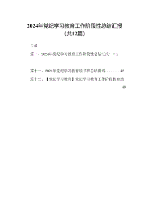 2024年党纪学习教育工作阶段性总结汇报（共12篇）.docx