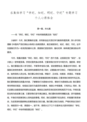 在集体学习“学纪、知纪、明纪、守纪”专题学习个人心得体会.docx