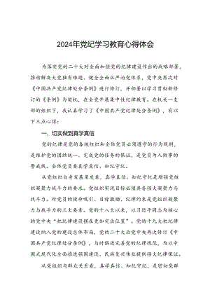 2024年党纪学习教育六项纪律研讨发言学习体会二十四篇.docx