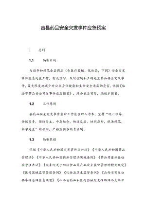 吉县药品安全突发事件应急预案.docx
