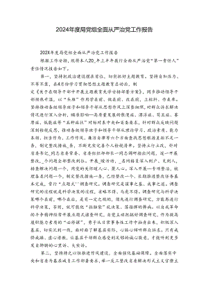 2024年度局党组全面从严治党工作报告.docx
