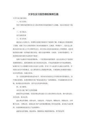 大学生实习报告模板集锦五篇.docx