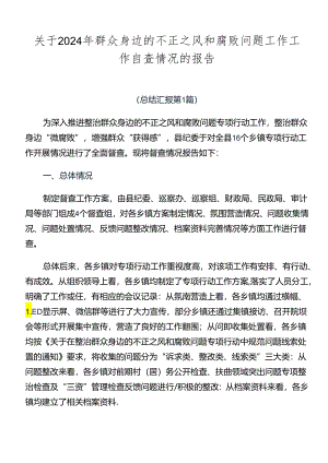 关于2024年群众身边的不正之风和腐败问题工作工作自查情况的报告.docx