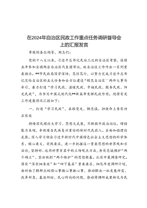 在2024年自治区民政工作重点任务调研督导会上的汇报发言.docx