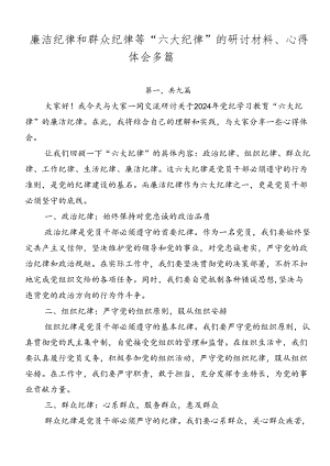 廉洁纪律和群众纪律等“六大纪律”的研讨材料、心得体会多篇.docx
