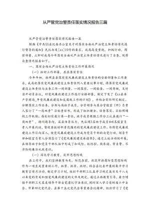 从严管党治警责任落实情况报告三篇.docx