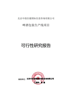 啤酒包装生产线项目可行性研究报告编写格式说明(模板套用型文档).docx