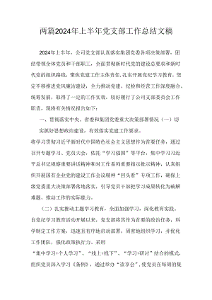 两篇2024年上半年党支部工作总结文稿.docx
