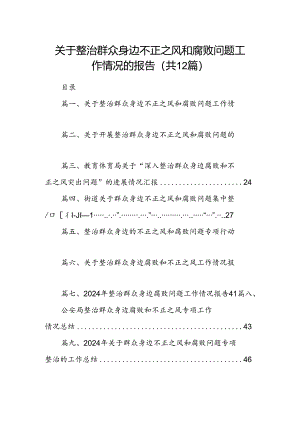 关于整治群众身边不正之风和腐败问题工作情况的报告 （汇编12份）.docx