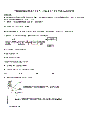 江苏省连云港市赣榆区市级名校2023届初三寒假开学综合检测试题含解析.docx