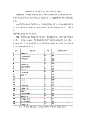 2024物流管理考研九所热门院校难度解析-写给备考中的你.docx