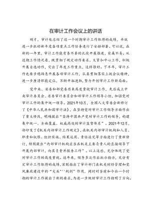 在审计工作会议上的讲话.docx