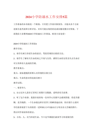 2024小学防溺水工作计划5篇.docx