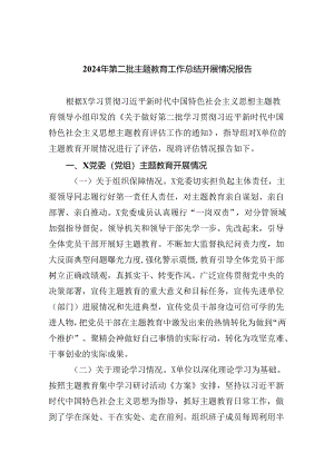 2024年第二批专题教育工作总结开展情况报告(五篇合集）.docx
