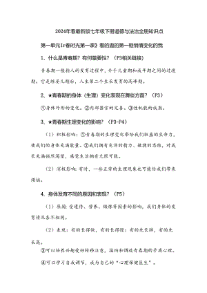 2024年春最新版七年级下册道德与法治全册知识点.docx