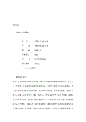 ERP基本概述论文.docx