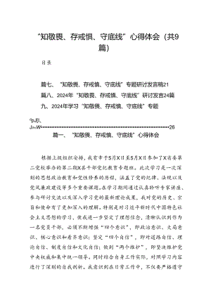 “知敬畏、存戒惧、守底线”心得体会9篇（精选版）.docx
