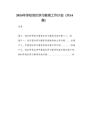 2024年学校党纪学习教育工作计划14篇供参考.docx