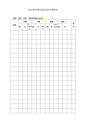 内分泌胰岛素泵使用观察表.docx